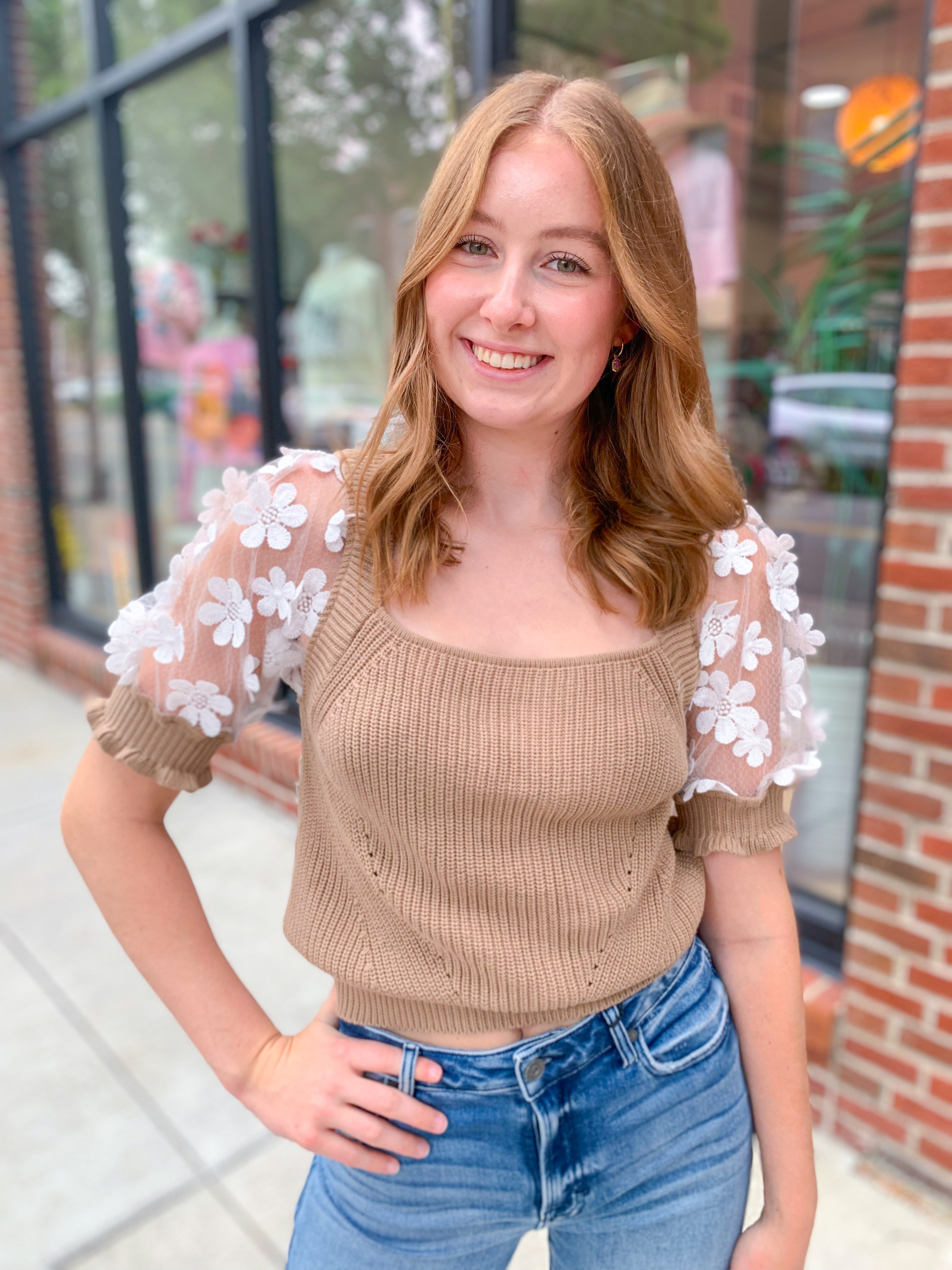 Myra Floral Sleeve Top-Tops-So Me-Peachy Keen Boutique, Women's Fashion Boutique, Located in Cape Girardeau and Dexter, MO