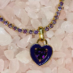 Stone Cold Heart Rhinestone Necklace, Purple-Necklaces-Qingdao Dadongsheng Jewelry Co.-Peachy Keen Boutique, Women's Fashion Boutique, Located in Cape Girardeau and Dexter, MO