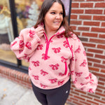 Sherpa Bow Half Zip Pullover-Tops - Sweaters-Very J-Peachy Keen Boutique, Women's Fashion Boutique, Located in Cape Girardeau and Dexter, MO