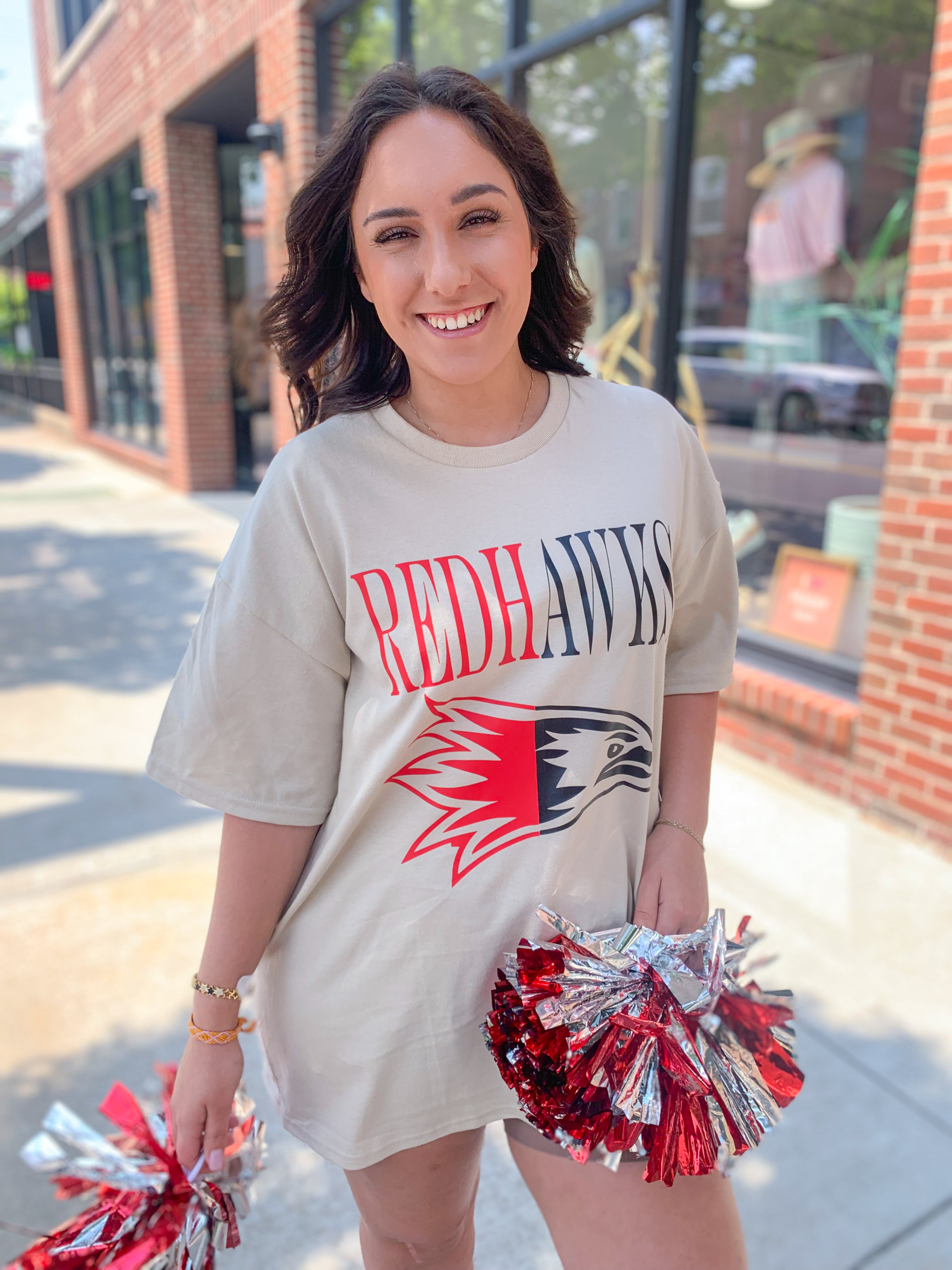 REDHAWKS Red & Black Tee-Tops - Tees-Peachy Keen Boutique-Peachy Keen Boutique, Women's Fashion Boutique, Located in Cape Girardeau and Dexter, MO