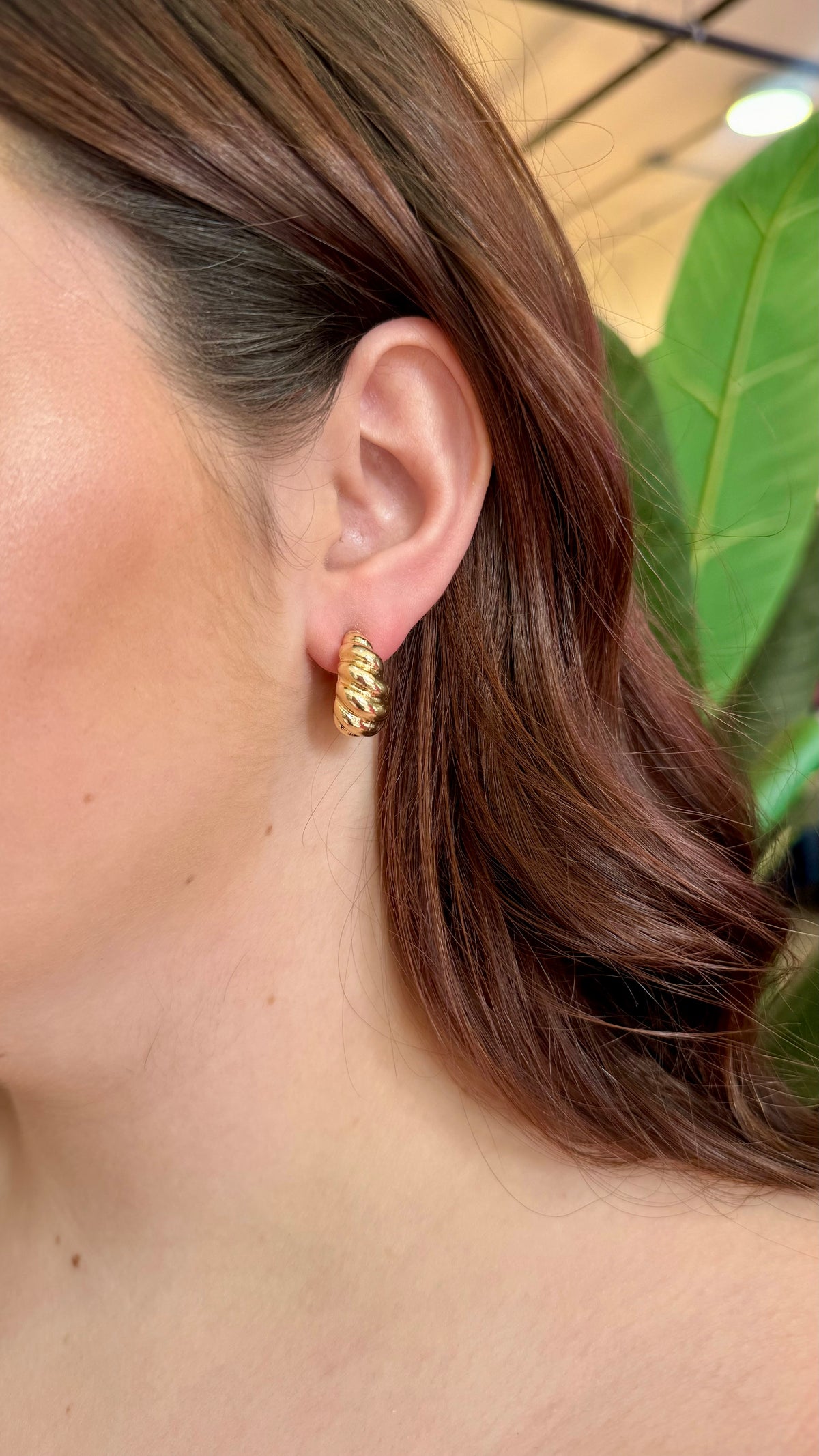 Lila Half Hoop Ribbed Gold Earrings-earrings-Kenze Panne-Peachy Keen Boutique, Women's Fashion Boutique, Located in Cape Girardeau and Dexter, MO