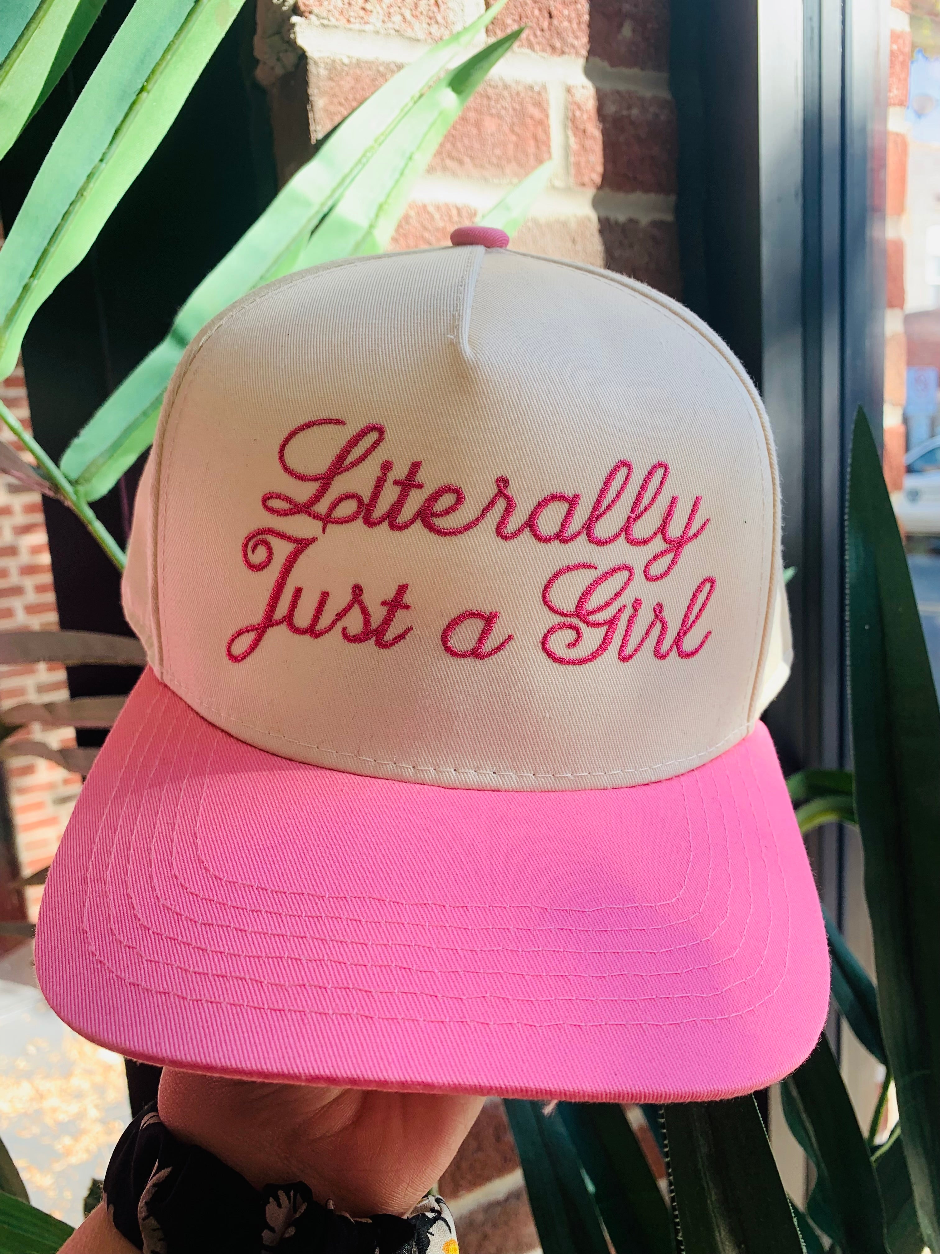 Literally Just A Girl Trucker Hat-Accessories - Hats-Peachy Keen Boutique-Peachy Keen Boutique, Women's Fashion Boutique, Located in Cape Girardeau and Dexter, MO