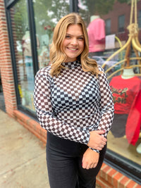 Round the Track Checkered Mesh Top-Shirts & Tops-Sterling Creek-Peachy Keen Boutique, Women's Fashion Boutique, Located in Cape Girardeau and Dexter, MO