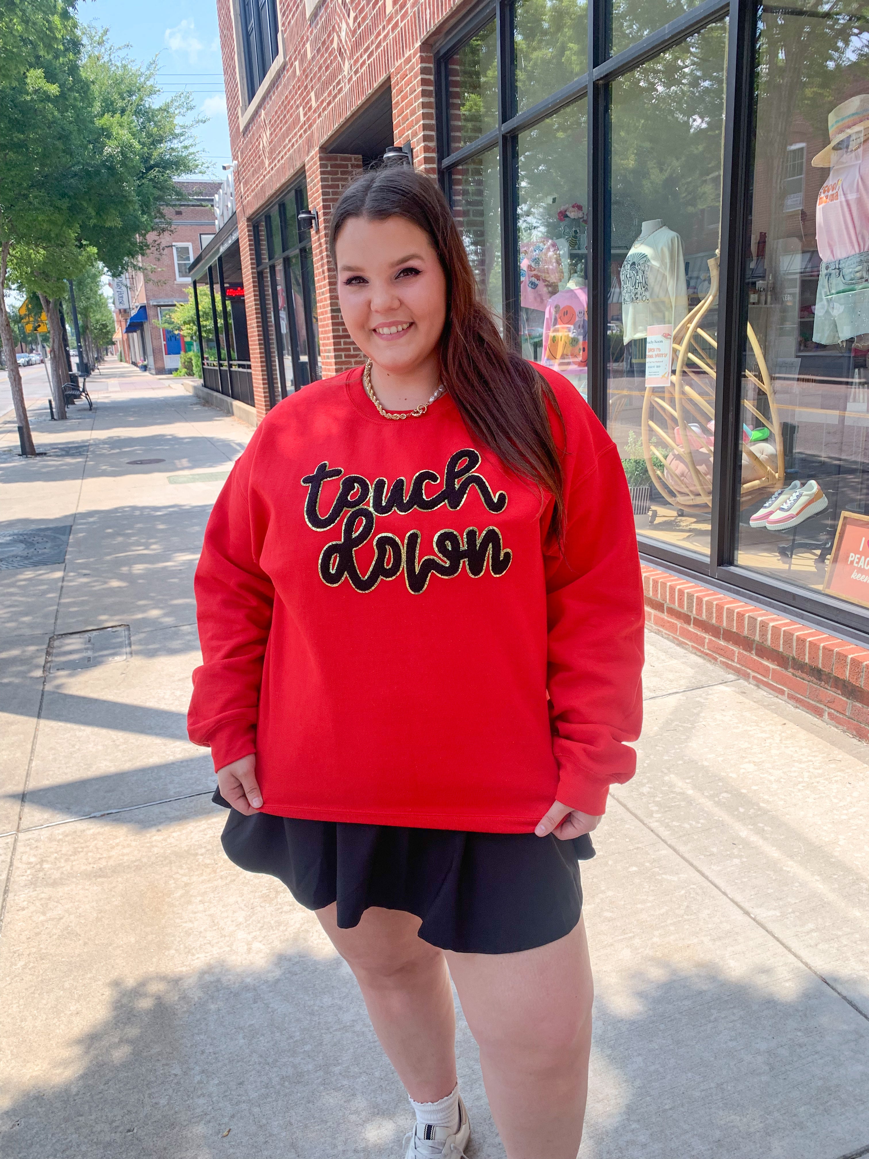 Touchdown Girl Crewneck-Tops - Sweatshirts-Peachy Keen Boutique-Peachy Keen Boutique, Women's Fashion Boutique, Located in Cape Girardeau and Dexter, MO