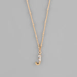 Gold Crystal Initial Necklace-Jewelry - Necklaces-Golden Stella-Peachy Keen Boutique, Women's Fashion Boutique, Located in Cape Girardeau and Dexter, MO