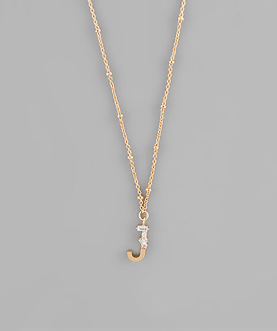 Gold Crystal Initial Necklace-Jewelry - Necklaces-Golden Stella-Peachy Keen Boutique, Women's Fashion Boutique, Located in Cape Girardeau and Dexter, MO