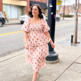 Floral Tiered Puff Sleeve Midi Dress-Dresses-Peach Love California-Peachy Keen Boutique, Women's Fashion Boutique, Located in Cape Girardeau and Dexter, MO