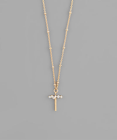 Gold Crystal Initial Necklace-Jewelry - Necklaces-Golden Stella-Peachy Keen Boutique, Women's Fashion Boutique, Located in Cape Girardeau and Dexter, MO