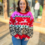 Colorblock Leopard Holiday Sweater-Tops - Sweaters-Anniewear-Peachy Keen Boutique, Women's Fashion Boutique, Located in Cape Girardeau and Dexter, MO