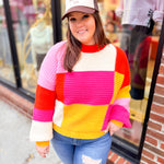 Rust Color Combo Textured Colorblock Sweater-Tops - Sweaters-Bibi-Peachy Keen Boutique, Women's Fashion Boutique, Located in Cape Girardeau and Dexter, MO