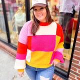 Rust Color Combo Textured Colorblock Sweater-Tops - Sweaters-Bibi-Peachy Keen Boutique, Women's Fashion Boutique, Located in Cape Girardeau and Dexter, MO