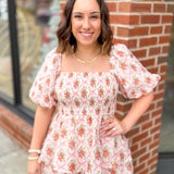 Floral Tiered Puff Sleeve Midi Dress-Dresses-Peach Love California-Peachy Keen Boutique, Women's Fashion Boutique, Located in Cape Girardeau and Dexter, MO