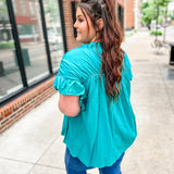 Tupelo Woven Jade Top-Tops - Blouses-Bibi-Peachy Keen Boutique, Women's Fashion Boutique, Located in Cape Girardeau and Dexter, MO