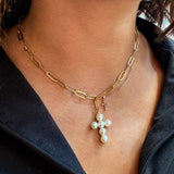 Reversible Bold Pearl Cross Necklace-Jewelry - Necklaces-Haute Mess Jewelry-Peachy Keen Boutique, Women's Fashion Boutique, Located in Cape Girardeau and Dexter, MO