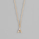 Gold Crystal Initial Necklace-Jewelry - Necklaces-Golden Stella-Peachy Keen Boutique, Women's Fashion Boutique, Located in Cape Girardeau and Dexter, MO