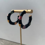 Black Colorful Flower Hoops-Jewelry - Earrings-Golden Stella-Peachy Keen Boutique, Women's Fashion Boutique, Located in Cape Girardeau and Dexter, MO