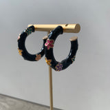 Black Colorful Flower Hoops-Jewelry - Earrings-Golden Stella-Peachy Keen Boutique, Women's Fashion Boutique, Located in Cape Girardeau and Dexter, MO