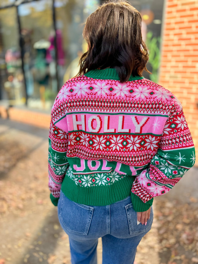 Holly Jolly Sweater Top-Tops - Sweaters-Day + Moon-Peachy Keen Boutique, Women's Fashion Boutique, Located in Cape Girardeau and Dexter, MO