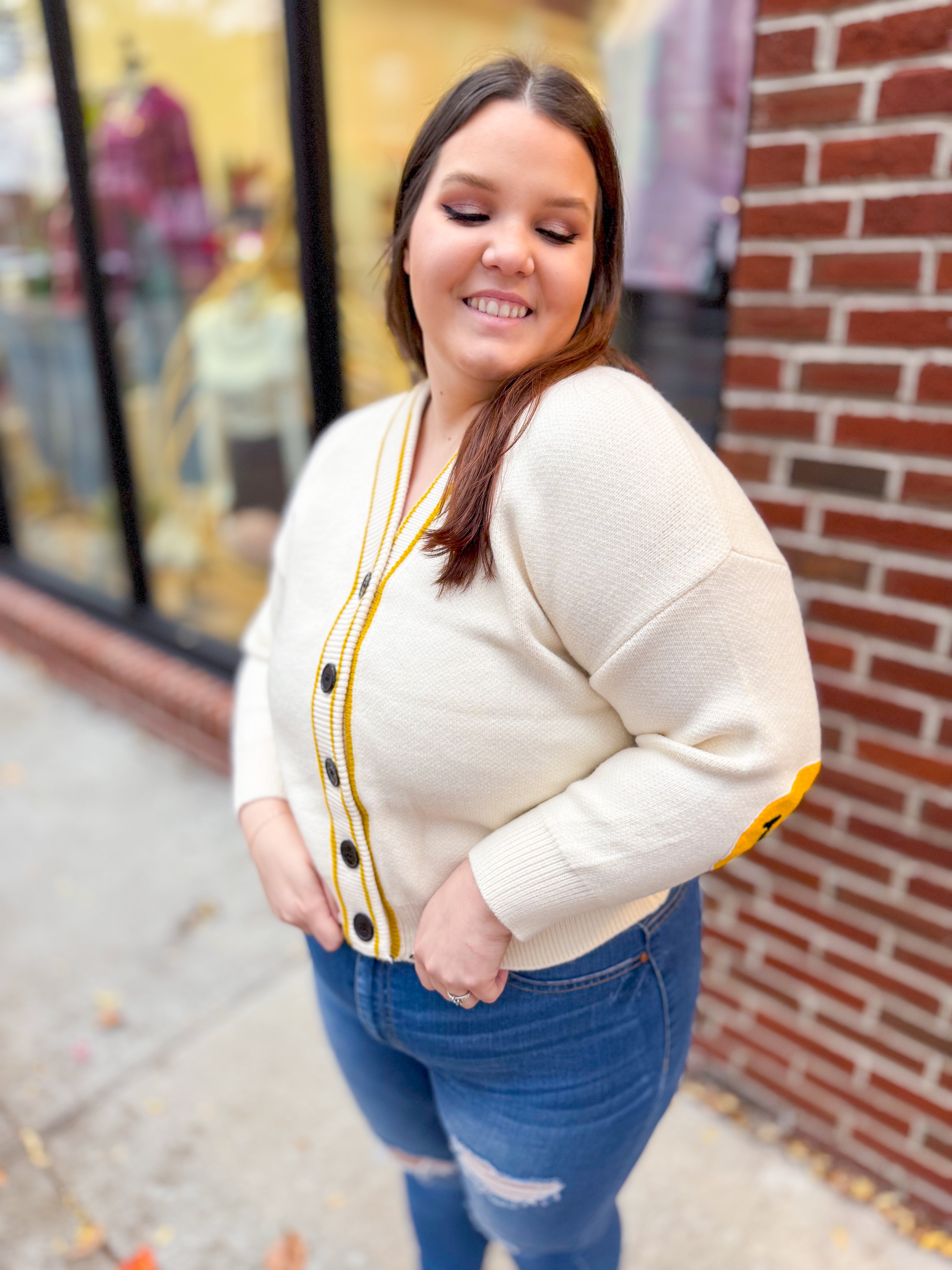 Happy Face Cozy Cardigan-Shirts & Tops-Jocelyn-Peachy Keen Boutique, Women's Fashion Boutique, Located in Cape Girardeau and Dexter, MO