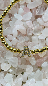 Kyla Cubic Zirconium Initial Bracelet-Bracelets-Haute Mess Jewelry-Peachy Keen Boutique, Women's Fashion Boutique, Located in Cape Girardeau and Dexter, MO