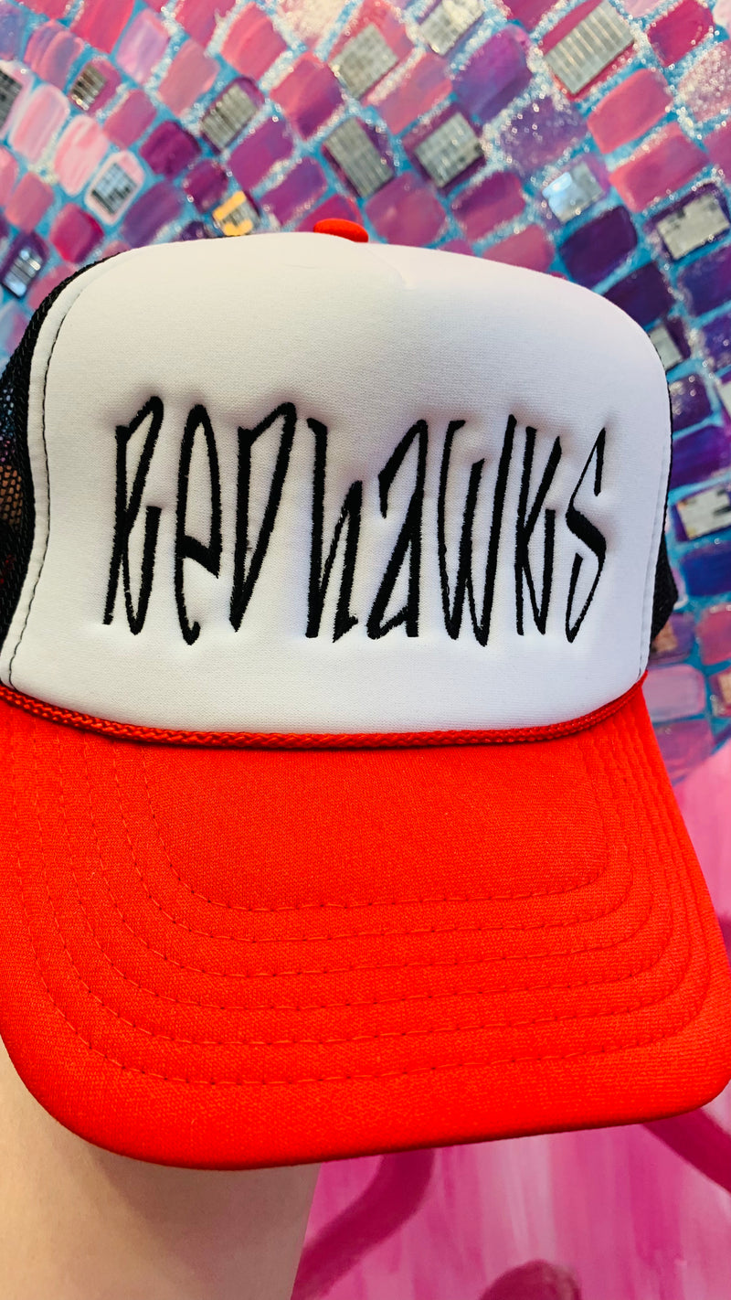 Redhawks Embroidered Trucker Hat-243 Custom-Peachy Keen Boutique-Peachy Keen Boutique, Women's Fashion Boutique, Located in Cape Girardeau and Dexter, MO
