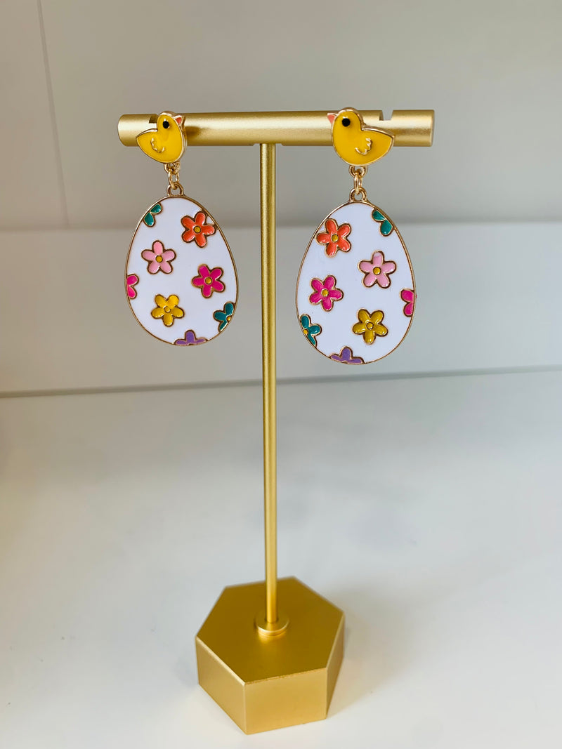 Chick Egg Dangle Earrings-dangle earrings-Golden Stella-Peachy Keen Boutique, Women's Fashion Boutique, Located in Cape Girardeau and Dexter, MO