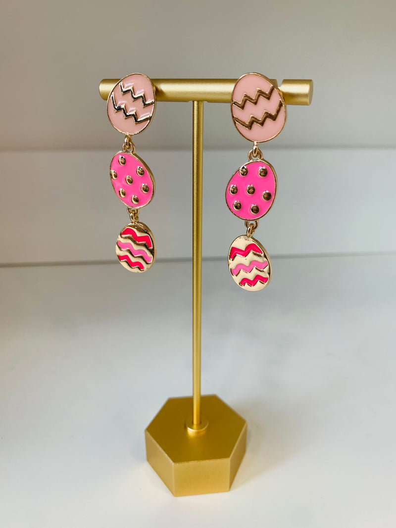Pink Egg Dangle Earrings-dangle earrings-Golden Stella-Peachy Keen Boutique, Women's Fashion Boutique, Located in Cape Girardeau and Dexter, MO
