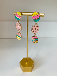Colorful Pattern Egg Dangle Earrings-dangle earrings-Golden Stella-Peachy Keen Boutique, Women's Fashion Boutique, Located in Cape Girardeau and Dexter, MO