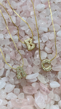 Bubble Crystal Initial Necklace-Necklace-Haute Mess Jewelry-Peachy Keen Boutique, Women's Fashion Boutique, Located in Cape Girardeau and Dexter, MO