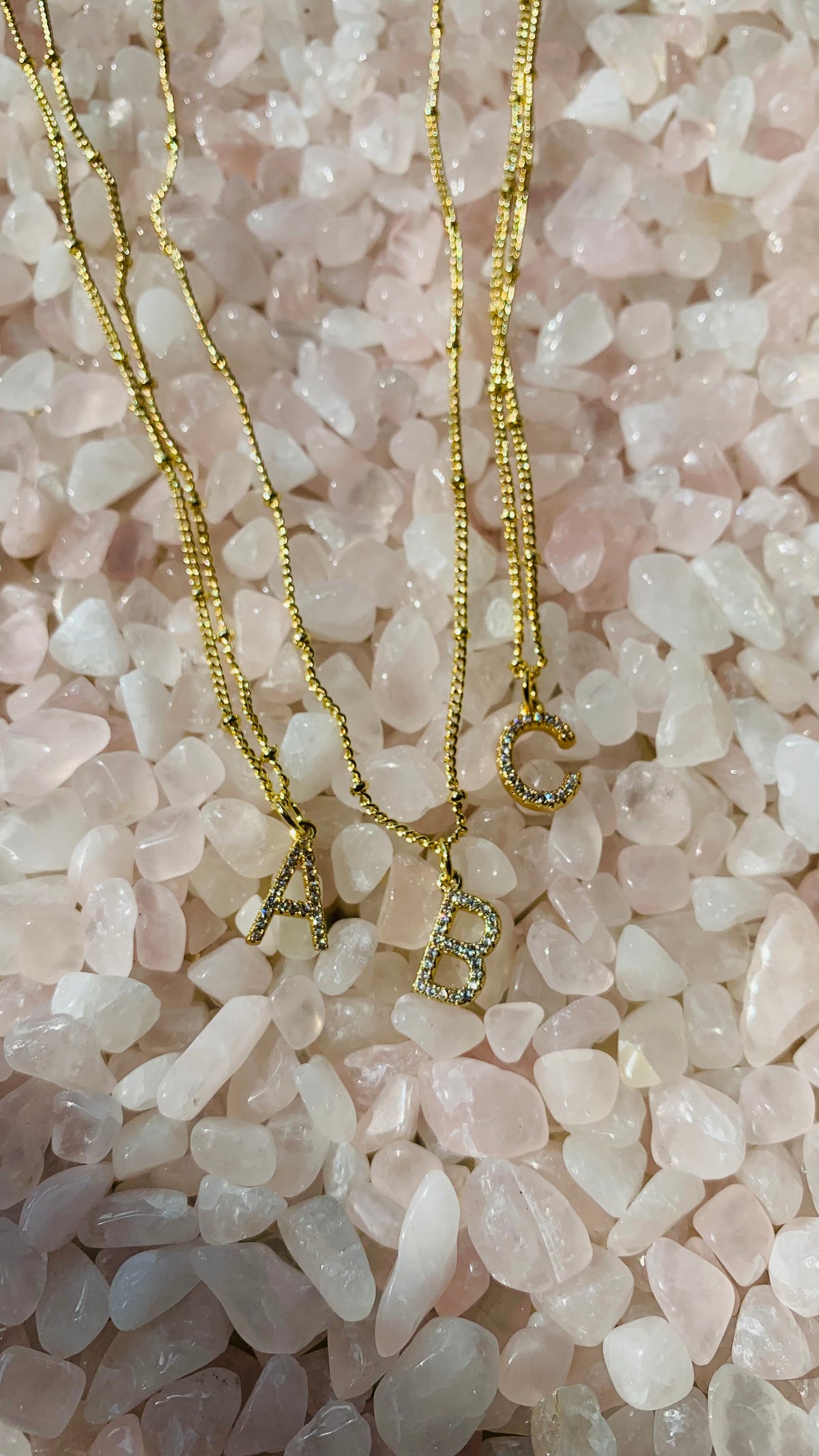 Dalila Simple Gold Crystal Initial Necklace-Jewelry - Necklaces-Haute Mess Jewelry-Peachy Keen Boutique, Women's Fashion Boutique, Located in Cape Girardeau and Dexter, MO