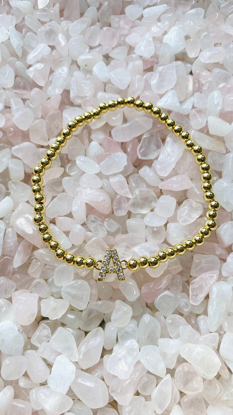 Kyla Cubic Zirconium Initial Bracelet-Bracelets-Haute Mess Jewelry-Peachy Keen Boutique, Women's Fashion Boutique, Located in Cape Girardeau and Dexter, MO