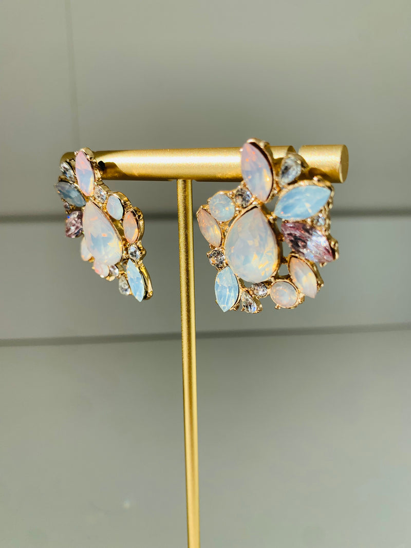 Pastel Opal and Pink Dimond Earrings-Earrings-Golden Stella-Peachy Keen Boutique, Women's Fashion Boutique, Located in Cape Girardeau and Dexter, MO