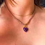 Stone Cold Heart Rhinestone Necklace, Purple-Necklaces-Qingdao Dadongsheng Jewelry Co.-Peachy Keen Boutique, Women's Fashion Boutique, Located in Cape Girardeau and Dexter, MO