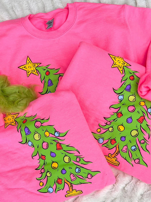 Grinch Who-Ville Tree Pink Sweatshirt