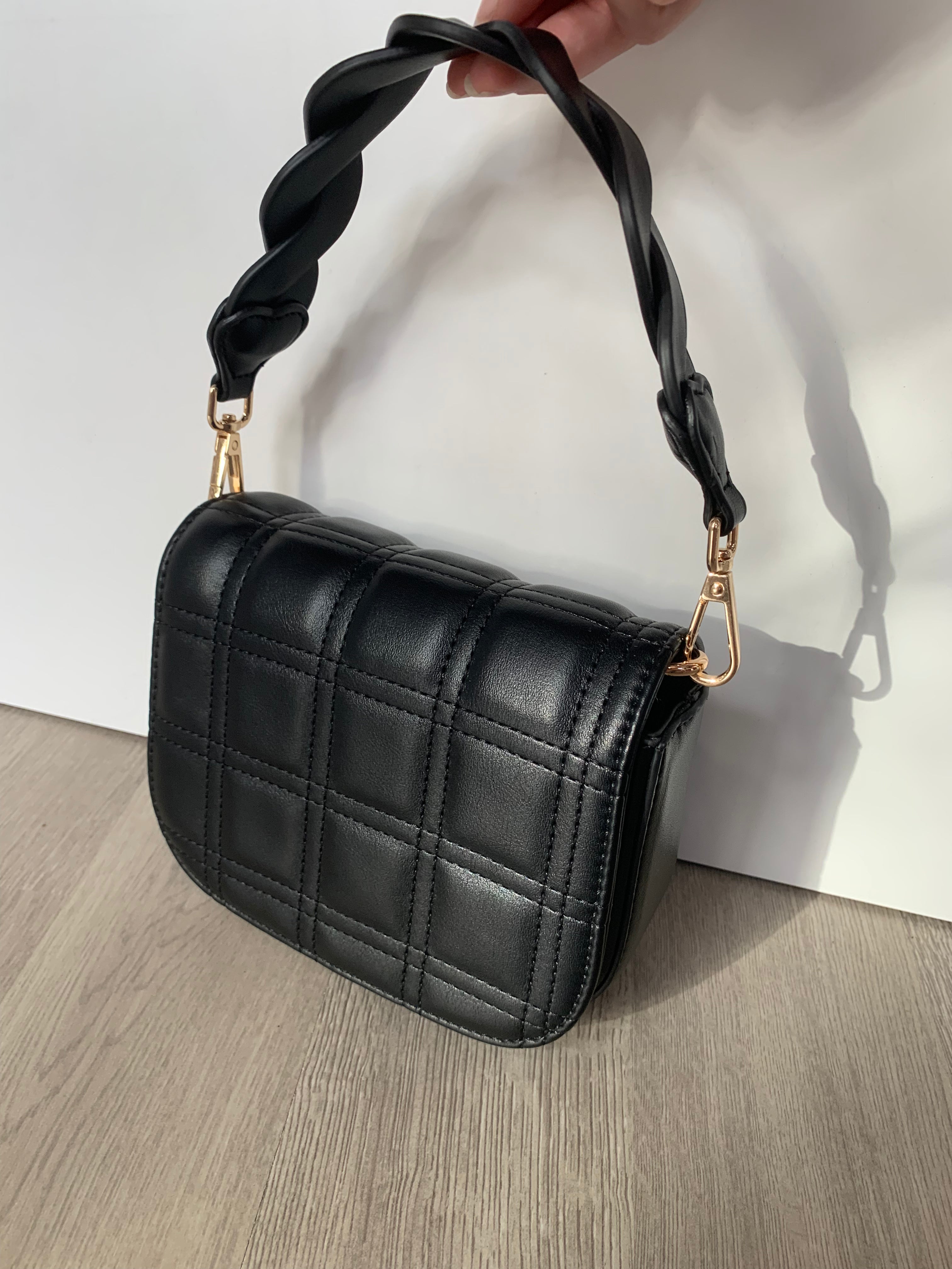 Black Quilted Braided Strap Purse-Bags - Purses & Handbags-Golden Stella-Peachy Keen Boutique, Women's Fashion Boutique, Located in Cape Girardeau and Dexter, MO