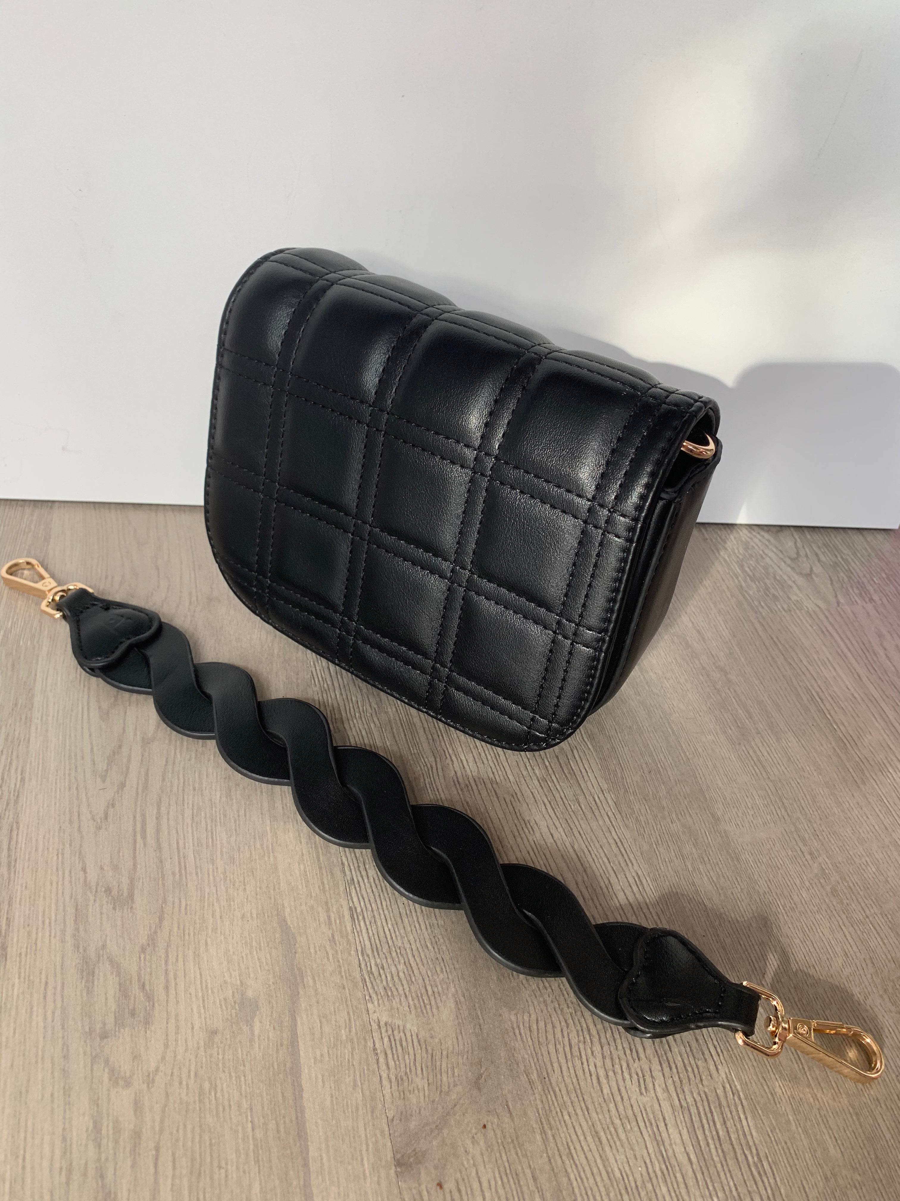 Black Quilted Braided Strap Purse-Bags - Purses & Handbags-Golden Stella-Peachy Keen Boutique, Women's Fashion Boutique, Located in Cape Girardeau and Dexter, MO