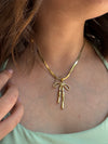 Gold Flat Chain Bow Necklace-Jewelry - Necklaces-Qingdao Dadongsheng Jewelry Co.-Peachy Keen Boutique, Women's Fashion Boutique, Located in Cape Girardeau and Dexter, MO