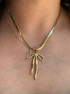 Gold Flat Chain Bow Necklace-Jewelry - Necklaces-Qingdao Dadongsheng Jewelry Co.-Peachy Keen Boutique, Women's Fashion Boutique, Located in Cape Girardeau and Dexter, MO