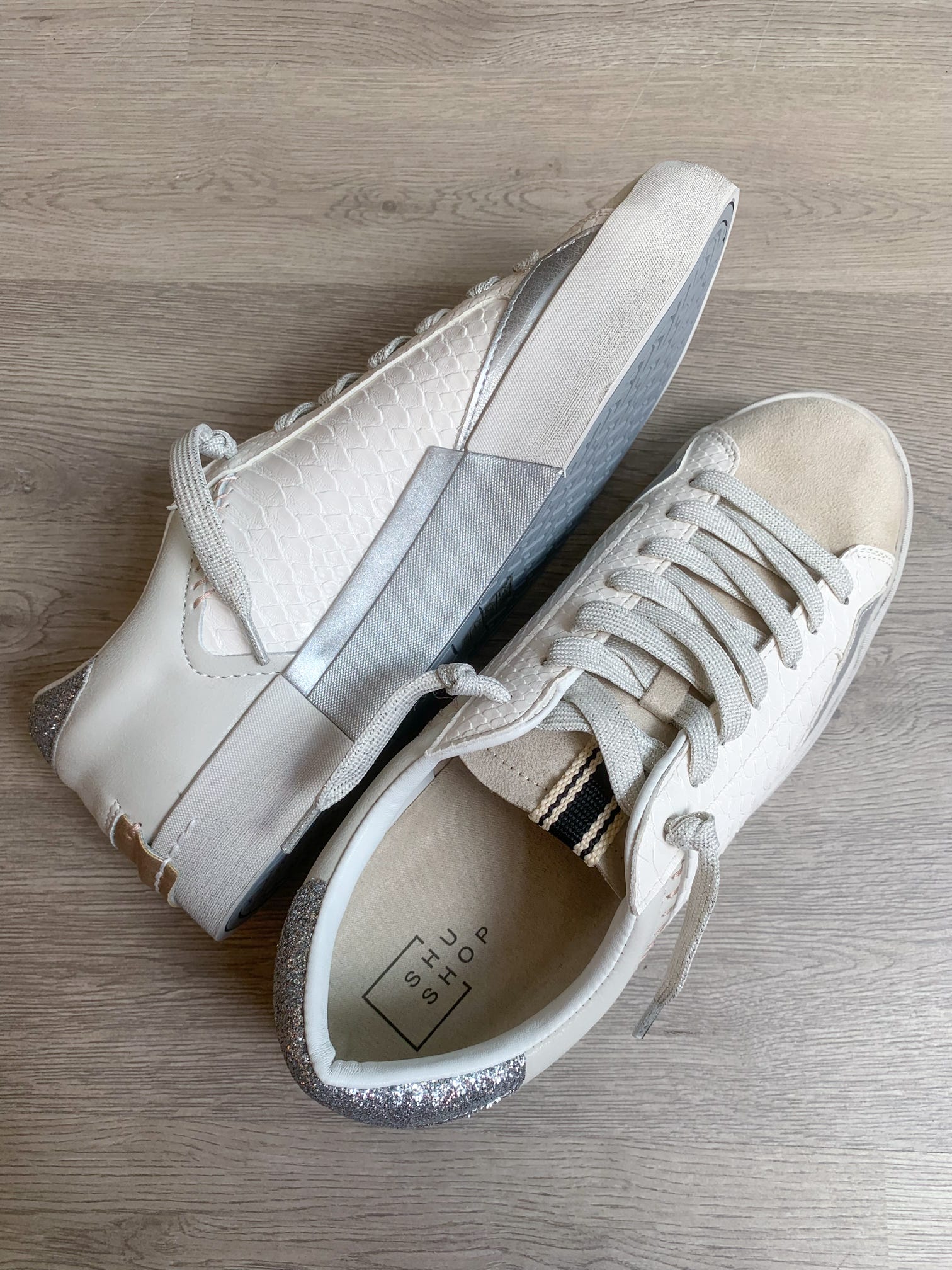 Shu Shop | Neutral Bone Sparkle Sneaker-Shoes - Sneakers-Shu Shop-Peachy Keen Boutique, Women's Fashion Boutique, Located in Cape Girardeau and Dexter, MO