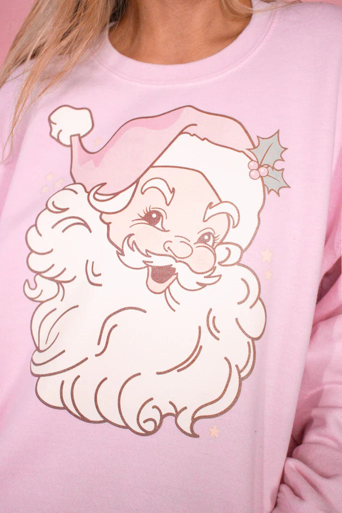 Pink Vintage Santa Sweatshirt-Sweatshirt-26 Threads-Peachy Keen Boutique, Women's Fashion Boutique, Located in Cape Girardeau and Dexter, MO