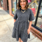 Emmy Washed Black Denim Dress-Dresses-Anniewear-Peachy Keen Boutique, Women's Fashion Boutique, Located in Cape Girardeau and Dexter, MO