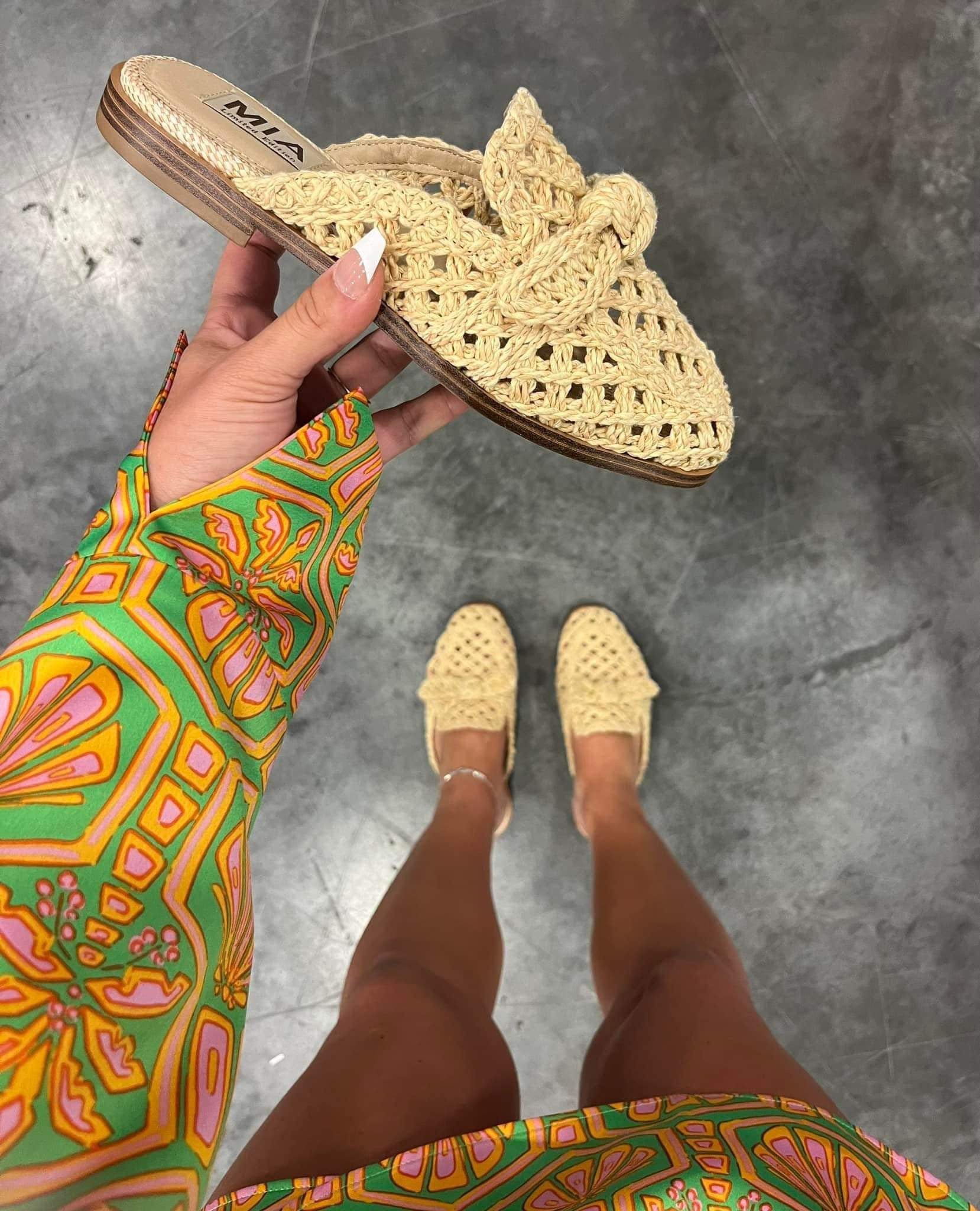 MIA | Layce Natural Woven Bow Slide-Shoes - Flats-MIA-Peachy Keen Boutique, Women's Fashion Boutique, Located in Cape Girardeau and Dexter, MO