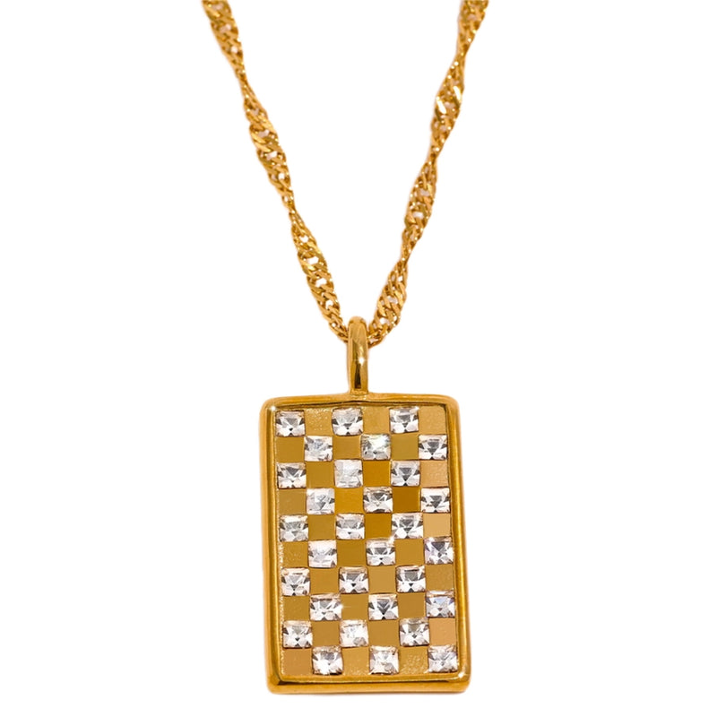 Diamond Checkered Necklace