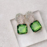 Retro Pave Crystal and Peridot Gum Drop Earrings-Jewelry - Earrings-Jocelyn-Peachy Keen Boutique, Women's Fashion Boutique, Located in Cape Girardeau and Dexter, MO