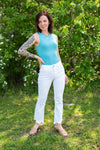 HIDDEN | White Happi High Rise Cropped Flare Jeans