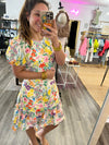 Colorful Floral Print Ruffle Midi Dress