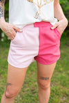 Pink Colorblock Shorts