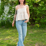 HIDDEN | Happi Mid Rise Flare with Destroyed Hem-Bottoms - Denim-Hidden-Peachy Keen Boutique, Women's Fashion Boutique, Located in Cape Girardeau and Dexter, MO