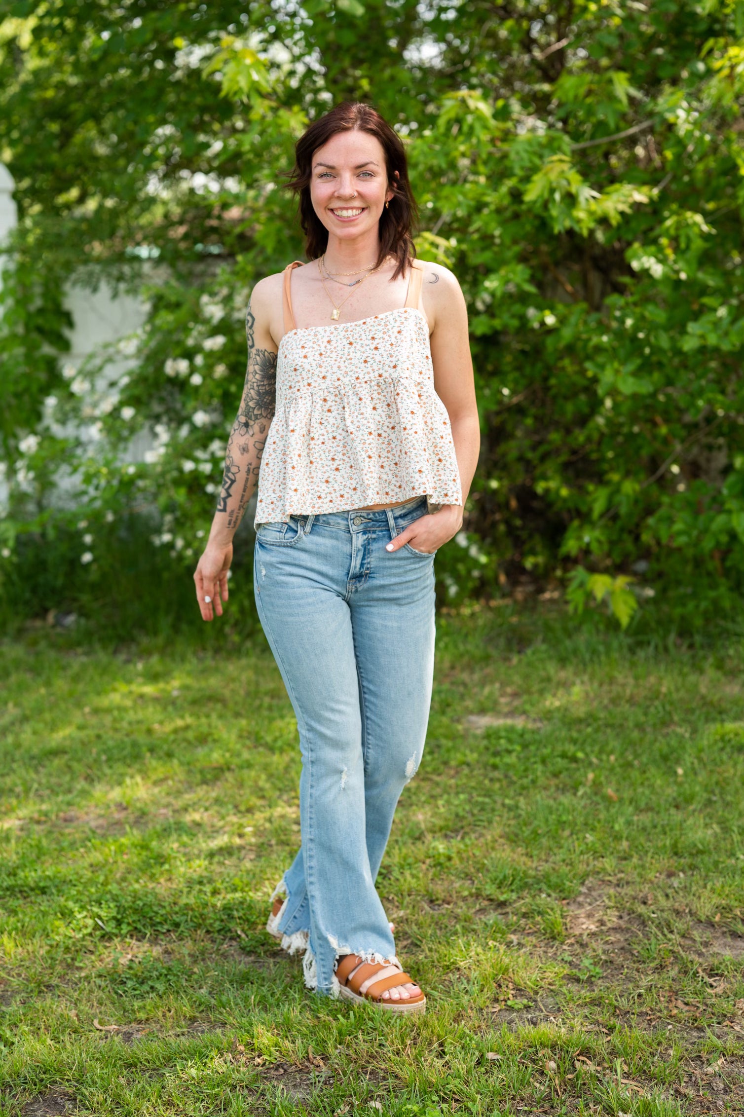 HIDDEN | Happi Mid Rise Flare with Destroyed Hem-Bottoms - Denim-Hidden-Peachy Keen Boutique, Women's Fashion Boutique, Located in Cape Girardeau and Dexter, MO