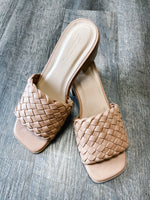Nude Quilted Square Toe Heels